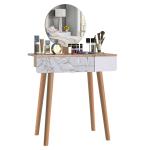HOMCOM 2 in 1 Dressing Table with Flip-up Mirror, MDF, Pine-White(c-6)