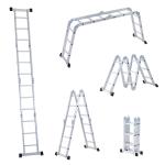 HOMCOM Aluminium Alloy Double-Sided Folding 4-Step Ladder Silver(c-4)