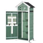 Outsunny Garden Wood Storage Shed with Workstation, Hooks, Asphalt Roof and Ground Nails(c-2)