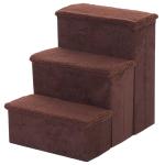 PawHut 3 Step Pet Stairs Foldable Portable Mobility Assistance w/ Washable Fleece Cover 41x19cm Black(c-2)