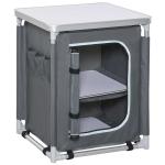 Outsunny Aluminum Outdoor Camping Kitchen Cupboard Table Storage Organiser w/ 2 Shelf(c-1)