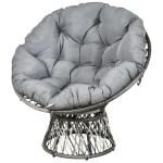 Outsunny 360° Swivel Rattan Papasan Moon Bowl Chair Round Outdoor w/ Padded Cushion(c-1)