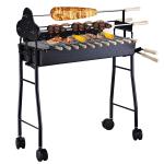 Outsunny Charcoal BBQ Grill, Stainless Steel,68x30x104 cm-Silver(c-3)