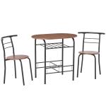 HOMCOM 3-Piece Dining Kitchen Set with 1 Table and 2 Matching Chairs for Home Pub Cafe(c-4)