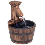 Outsunny Wood Barrel Pump Patio Water Fountain Water Feature Electric Garden(c-1)