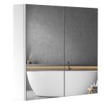 HOMCOM Stainless Steel Double Doors Bathroom Mirror Cabinet, 60x55x12 cm(c-3)