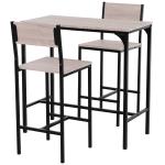 HOMCOM Metal Frame MDF Top Table & Bar Stool Set Black(c-6)