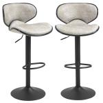 HOMCOM Vintage Bar Stool Set of 2 Faux Leather Adjustable Height Armless Chairs(c-1)