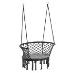 Outsunny Hammock Macrame Swing Chair Hanging Twisted Rope Tassels Indoor Outdoor Beige(c-1)