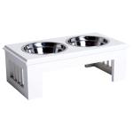 Pawhut Stainless Steel Pet Feeder , 58.4Lx30.5Wx25.4H cm-Brown(c-2)