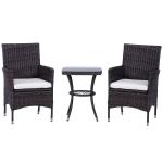 Outsunny 2 Seat Twin Rattan Bistro Chair and Table Set Black(c-2)