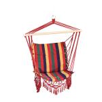 Outsunny Hammock Swing Chair Hanging Rope Striped Seat w/ Foot Rest Indoor Outdoor Porch(c-1)