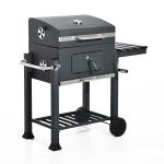 Outsunny Charcoal BBQ Grill, Stainless Steel,68x30x104 cm-Silver(c-5)