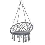 Outsunny Hammock Macrame Swing Chair Hanging Twisted Rope Tassels Indoor Outdoor Beige(c-2)