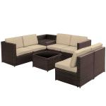 Outsunny 8 Pcs Rattan Sofa Furniture Set W/Cushions, Steel Frame-Brown(c-3)