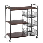 HOMCOM Wooden Kitchen Trolley Cart Drawers, 3 Shelves(c-10)