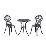 Outsunny Metal Frame Slatted Outdoor Garden Bistro Set Black(c-5)