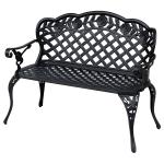 Outsunny Garden Bench, Cast Aluminium, 107Lx58Wx85H cm-Black(c-1)