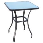 Outsunny Φ60×70H cm Round Metal Table, Tempered Glass-Black(c-13)