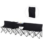 Outsunny 6-Seater Folding Steel Camping Bench w/ Cooler Bag Black(c-2)