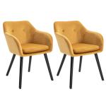 HOMCOM Velvet Tufted Set Of 2 Kitchen Dining Armchairs Grey(c-2)