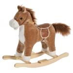 HOMCOM Kids Ride On Plush Rocking Horse w/ Sound Brown(c-2)