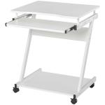 HOMCOM Particle Board Rolling Computer Desk w/ Wheel Lock - White(c-1)
