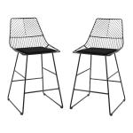 HOMCOM Modern Counter Height Bar Stools Set of 2 pcs Wire Metal Barstools for Kitchen(c-2)