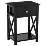 HOMCOM MDF 2-Tier Side Table w/ Drawer Black(c-2)