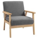 HOMCOM Linen Upholstered Pine Wood Accent Armchair Grey/Oak(c-3)
