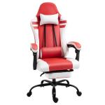 Vinsetto PU Leather Ergonomic Reclining Gaming Chair w/ Retractable Footrest Blue/White(c-1)