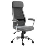 Vinsetto Office Chair Linen Fabric Swivel Desk Chair Home Study Rocker with Wheels, Grey(c-3)
