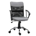 Vinsetto Office Chair Linen Fabric Swivel Desk Chair Home Study Rocker with Wheels, Grey(c-7)