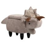HOMCOM Kids Polyester Upholstered Triceratops Storage Ottoman Grey(c-1)