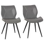 HOMCOM Set of 2 Contrast Stitched PU Leather Racing-Style Dining Chairs Accent Grey(c-1)