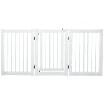 Pawhut Wooden Foldable Dog Gate Stepover Panel Pet Fence Freestanding Safety Barrier for the House, Doorway, Stairs - Black(c-9)