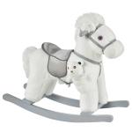 HOMCOM Toddlers Swan Plush Rocking Ride On w/ Sound White/Grey(c-4)
