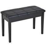 HOMCOM Two Person Lift Top Piano Storage Bench Faux Leather Keyboard Stool Birchwood Brown(c-2)