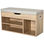 HOMCOM MDF Entry Way Shoe Storage Ottoman Grey(c-2)