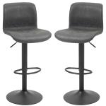 HOMCOM Retro Barstools Set of 2 PU Leather Adjustable Height Swivel Bar Chairs(c-1)