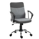 Vinsetto Office Chair Linen Fabric Swivel Desk Chair Home Study Rocker with Wheels, Grey(c-4)