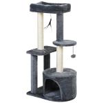 PawHut Cats 5-Tier Sisal Rope Scratching Tree w/ Dangle Toy Beige(c-6)