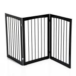 Pawhut Wooden Foldable Dog Gate Stepover Panel Pet Fence Freestanding Safety Barrier for the House, Doorway, Stairs - Black(c-5)