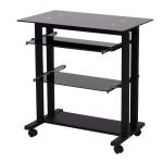 HOMCOM computertafel hoekbureau hoek bureau kantoor tafel PC moderne eenvoudige stijl gehard glas ijzeren pijp zwart 80 x 51 x 83 cm