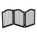 Pawhut Wooden Foldable Dog Gate Stepover Panel Pet Fence Freestanding Safety Barrier for the House, Doorway, Stairs - Black(c-7)