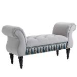 HOMCOM luxe zitbank, gestoffeerde bank, krukje, polyester, populierenhout, rubber, schuimstof, grijs, 117 x 40 x 58 cm
