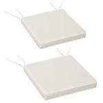 Outsunny Set Of 2 Square Chair Cushions Removable Covers Seat Pads Tie Fastenings White(c-2)