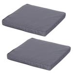 Outsunny Set Of 2 Square Chair Cushions Removable Covers Seat Pads Tie Fastenings White(c-1)