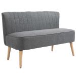 HOMCOM Modern Double Seat Sofa w/ Wood Frame Foam Padding High Back Comfortable Grey(c-1)