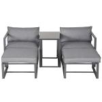 Outsunny 5 Piece Garden Conversation Set Sun Lounger 2 Footstools End Table with Cushions(c-3)